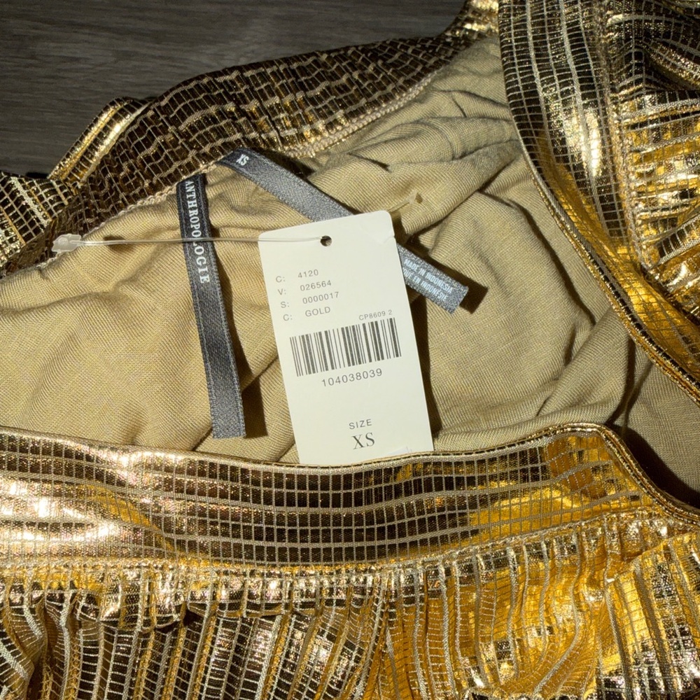 ❤️🔥Firm Price❤️🔥By Anthropologie Metallic pleated midi skirt - Picture 13 of 13